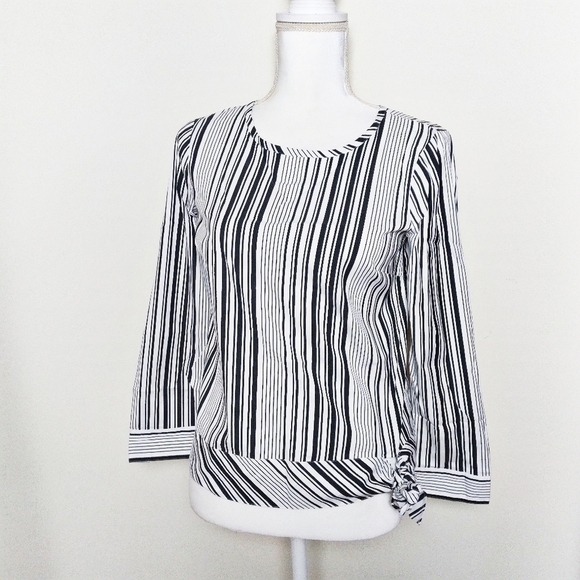 Talbots Side Tie Striped Blouse Small Petite - Picture 1 of 8